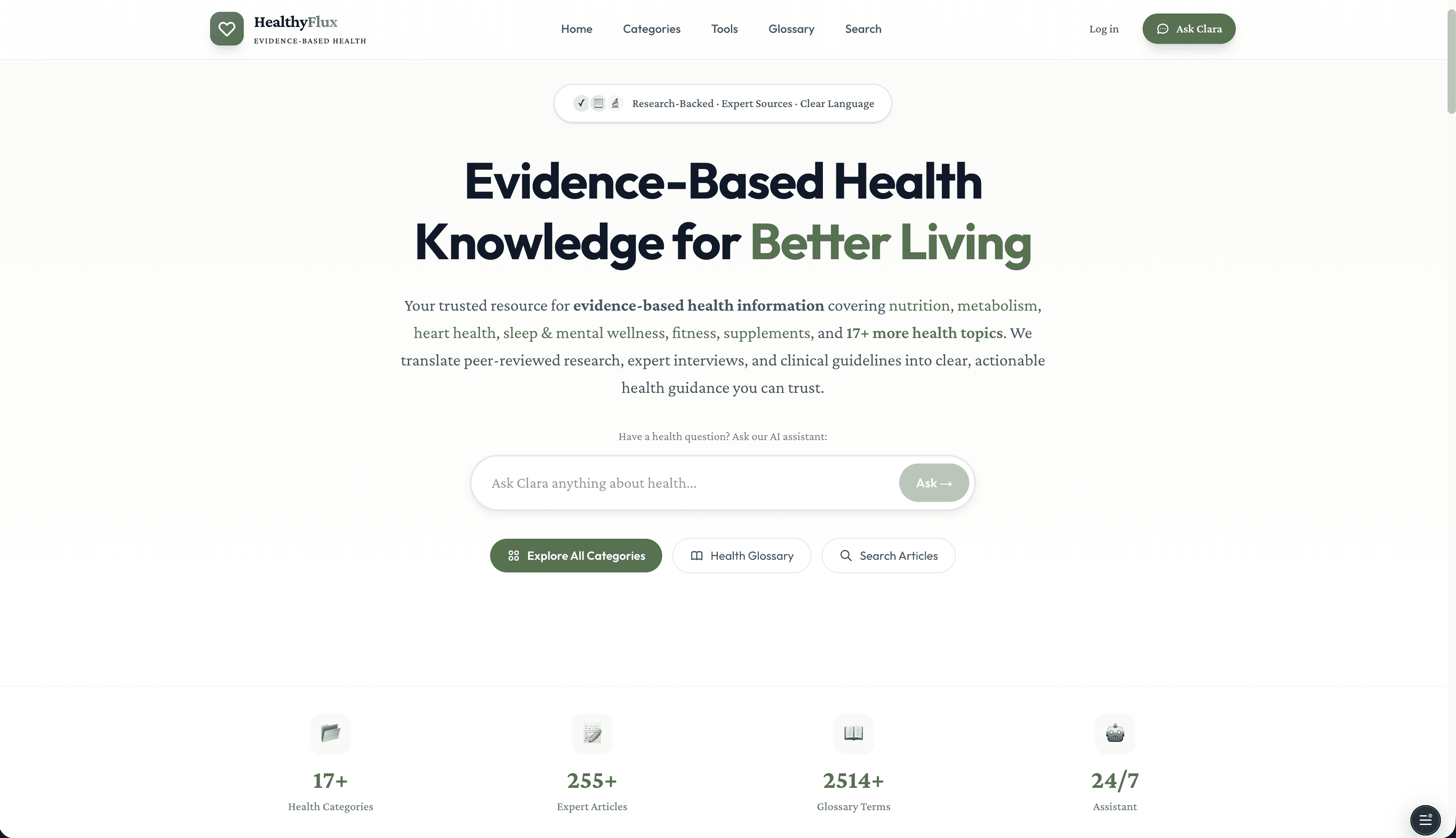 HealthyFlux - Homepage